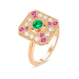 Bague Palmeraie emeraude saphir rose joaillerie Manal Paris