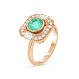 bague art deco or rose 18 cts emeraude joaillerie independante manal paris