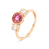 Bague art déco tourmaline rose et diamants et or rose 18 carats Odysée joaillerie Manal Paris