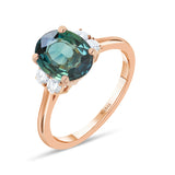 Bague de fiançailles saphir vert-bleu joaillerie Manal Paris