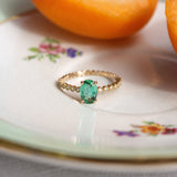 Bague de fiançailles Tourmaline Verte et Diamants Manal Paris Joaillerie