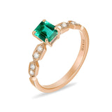 Bague de fiançailles vintage émeraude joaillerie Manal Paris