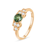 Bague de fiançailles escalier art déco saphir vert joaillerie Manal Paris