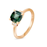 Bague de fiançailles saphir vert et or rose recyclé joaillerie éthique Manal Paris