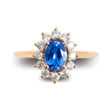 Bague pompadour saphir de Ceylan inspirée de Lady Diana joaillerie Manal Paris