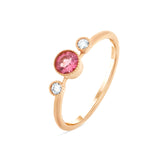 Bague de naissance Trinidad or rose tourmaline rose et diamants joaillerie écologique Manal Paris
