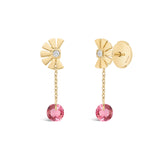 Boucles d'oreilles tourmalines roses suspendues joaillerie Manal Paris
