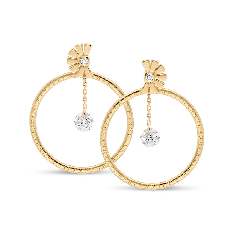 Boucles d'oreilles pendantes or et diamants joaillerie Manal Paris