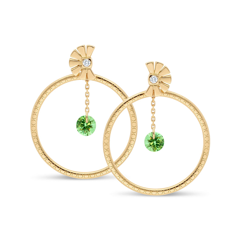 Boucles d'oreilles pendantes or tourmaline verte joaillerie Manal Paris