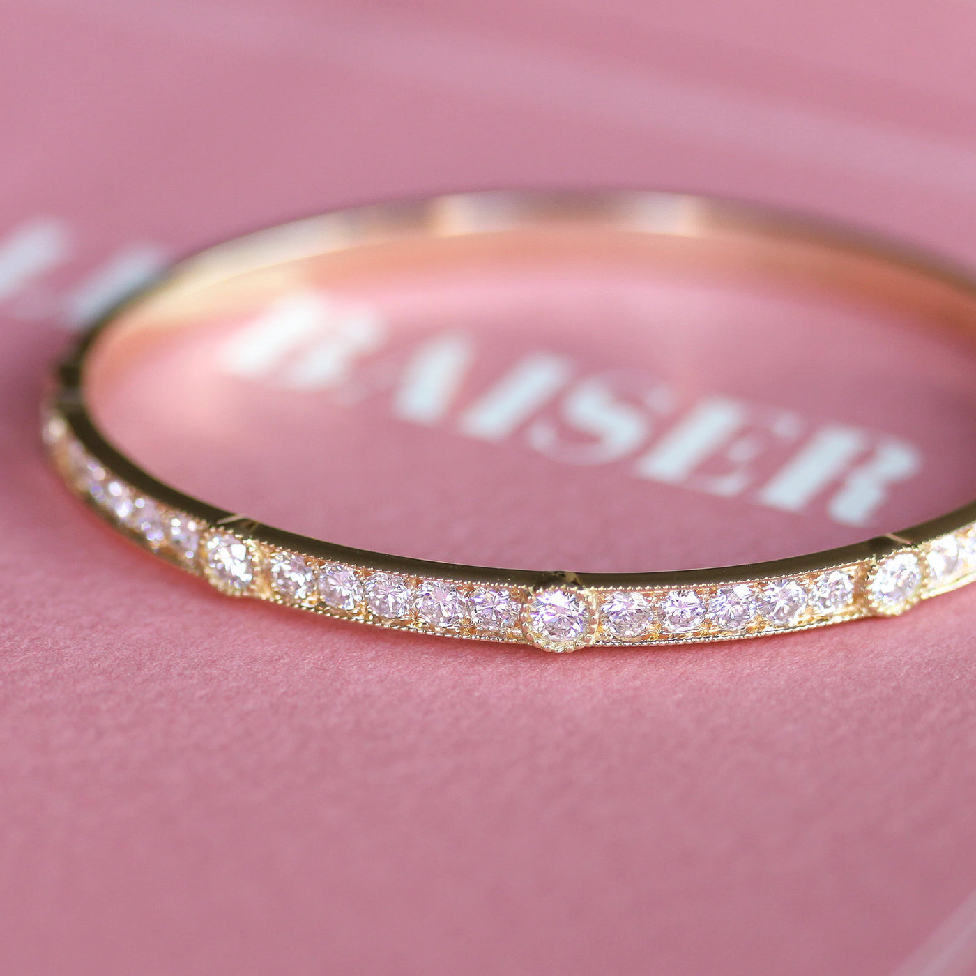 Bracelet Jonc Italien En Or Rose 18 Carats (750) - Diamanté Pour Femme - Neuf Avec Emballage D'origine